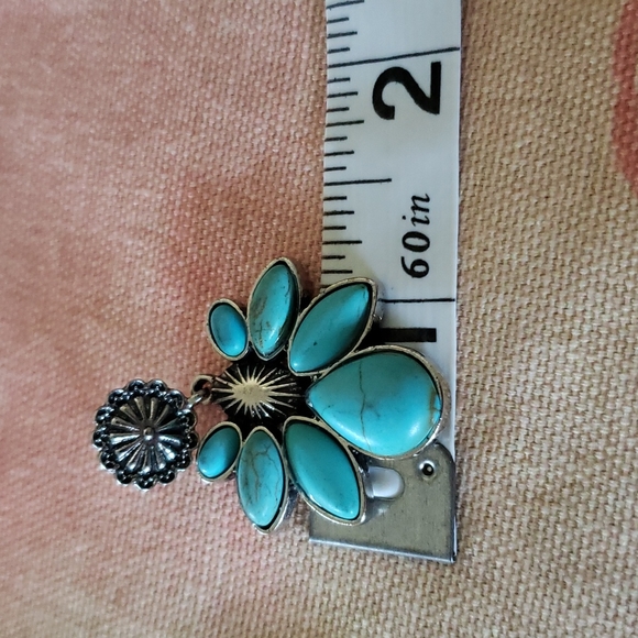 (B) Southwestern Turquoise Earrings Cowgirl Boho Rodeo Western Wild West Tribal - Picture 7 of 9